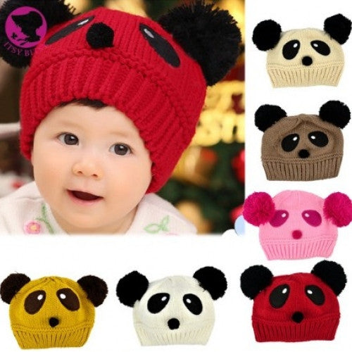 Panda Wool Knit Sweater Cap