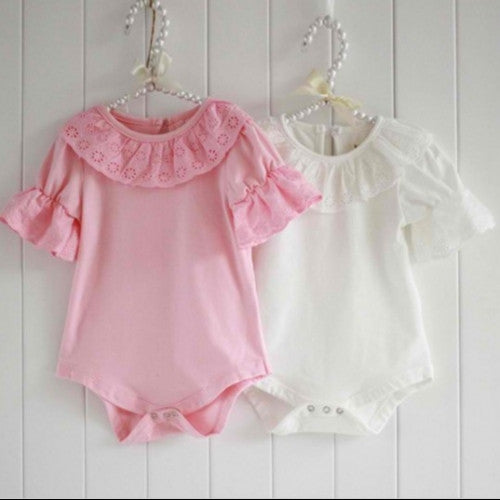 Baby Jumpsuit Lace Collar Short Sleeve